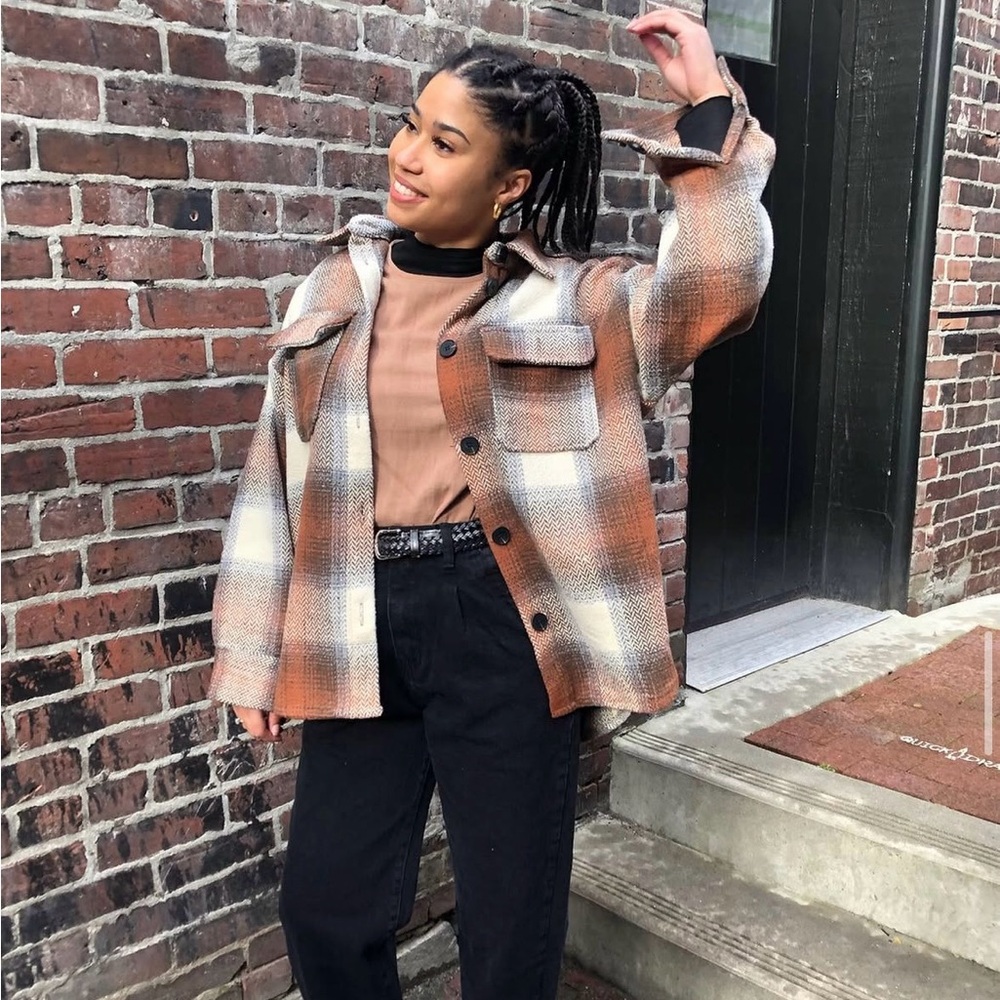Plaid Button-Up Jacket